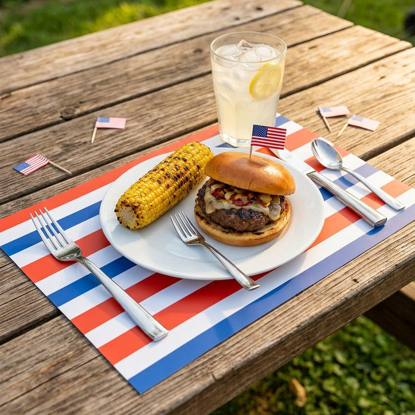 Red white and blue paper placemats