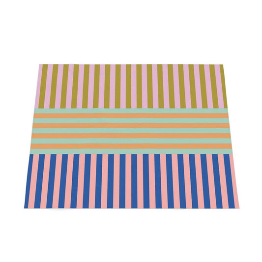 Signature Stripes Tablecloth: Pink, Olive, Peach, Blue