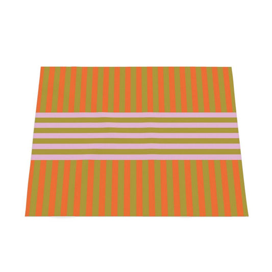 Signature Stripes Tablecloth: Pink, Brown, Orange