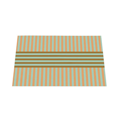 Signature Stripes Tablecloth: Mint, Peach, Brown