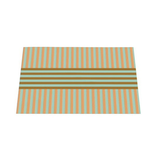 Signature Stripes Tablecloth: Mint, Peach, Brown