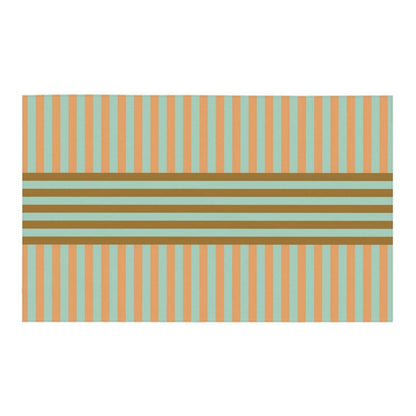 Signature Stripes Tablecloth: Mint, Peach, Brown