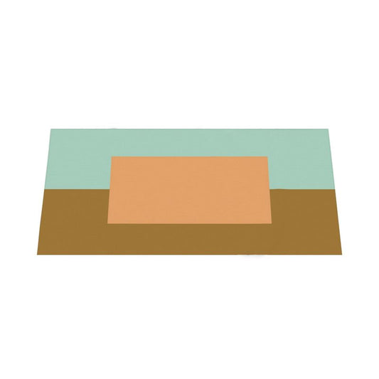 Color Block Tablecloth: Peach, Teal, Brown