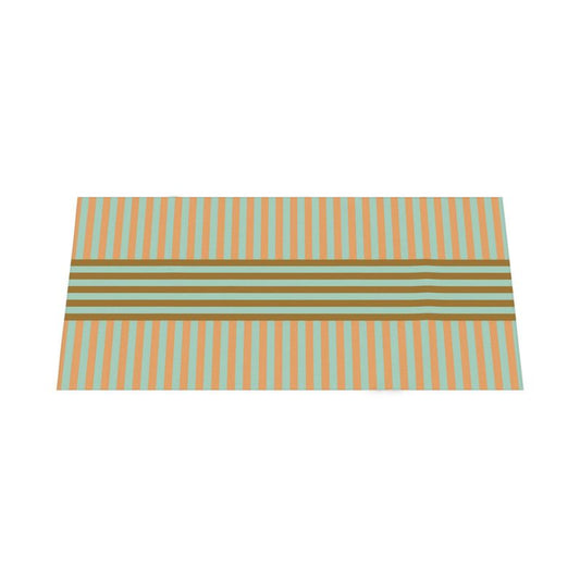Signature Stripes Tablecloth: Mint, Blush, Brown