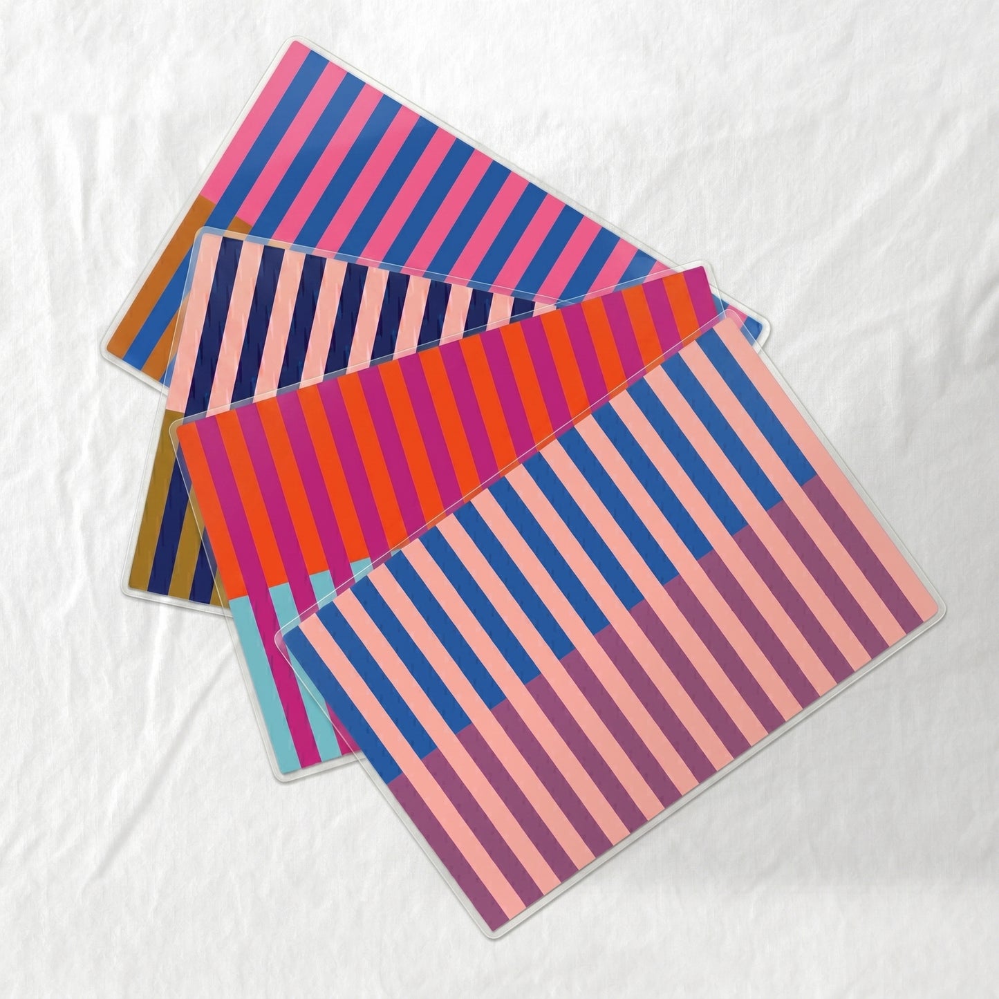 Modern paper placemat laminated set with striped pattern 